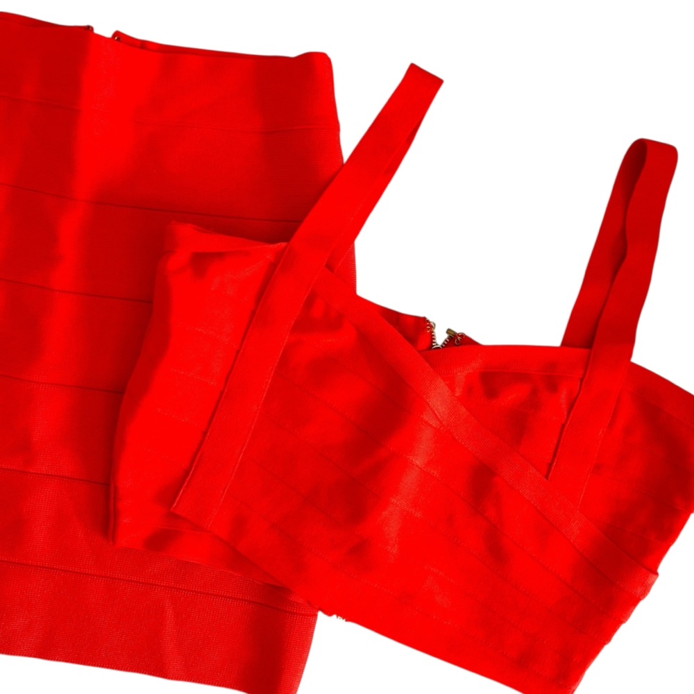 Bebe Bondage Crop Top + Matching Mini Skirt  2PC